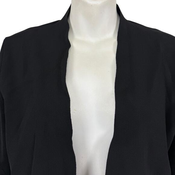 MM Lafleur Womens Black Tight Knit Stretch Rayon Cardigan Jacket Open Sweater M - Picture 5 of 16